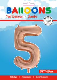 Folieballon ''Cijfer 5 Roségoud'' (34'')