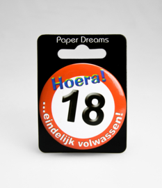 Buttons ''18 jaar verkeersbord'' (Klein)