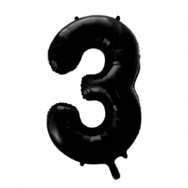 Folieballon ''Cijfer 3 zwart'' (34'')