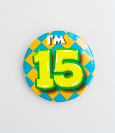 Button ''15 jaar'' (Klein)