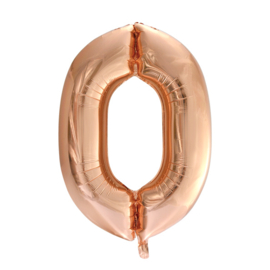 Folieballon ''Cijfer 0 Roségoud'' (34'')
