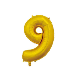 Folieballon ''Cijfer 9 goud'' (66 cm)