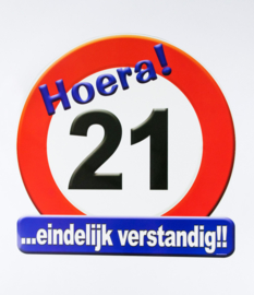 Verkeersbord ''21 jaar''