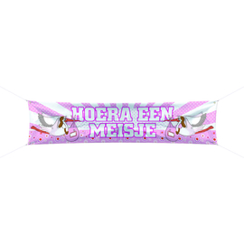 Spandoek ''Hoera een meisje'' (177 x 41cm)