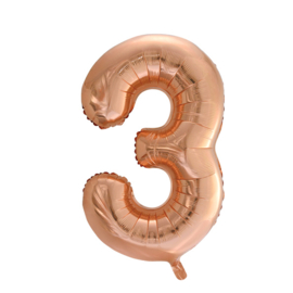 Folieballon ''Cijfer 3 Roségoud'' (34'')