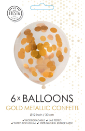 Confetti Ballonnen ''Metallic Goud'' (6 stuks)