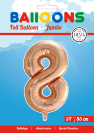Folieballon ''Cijfer 8 Roségoud'' (34'')