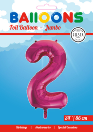 Folieballon ''Cijfer 2 Roze'' (34'')