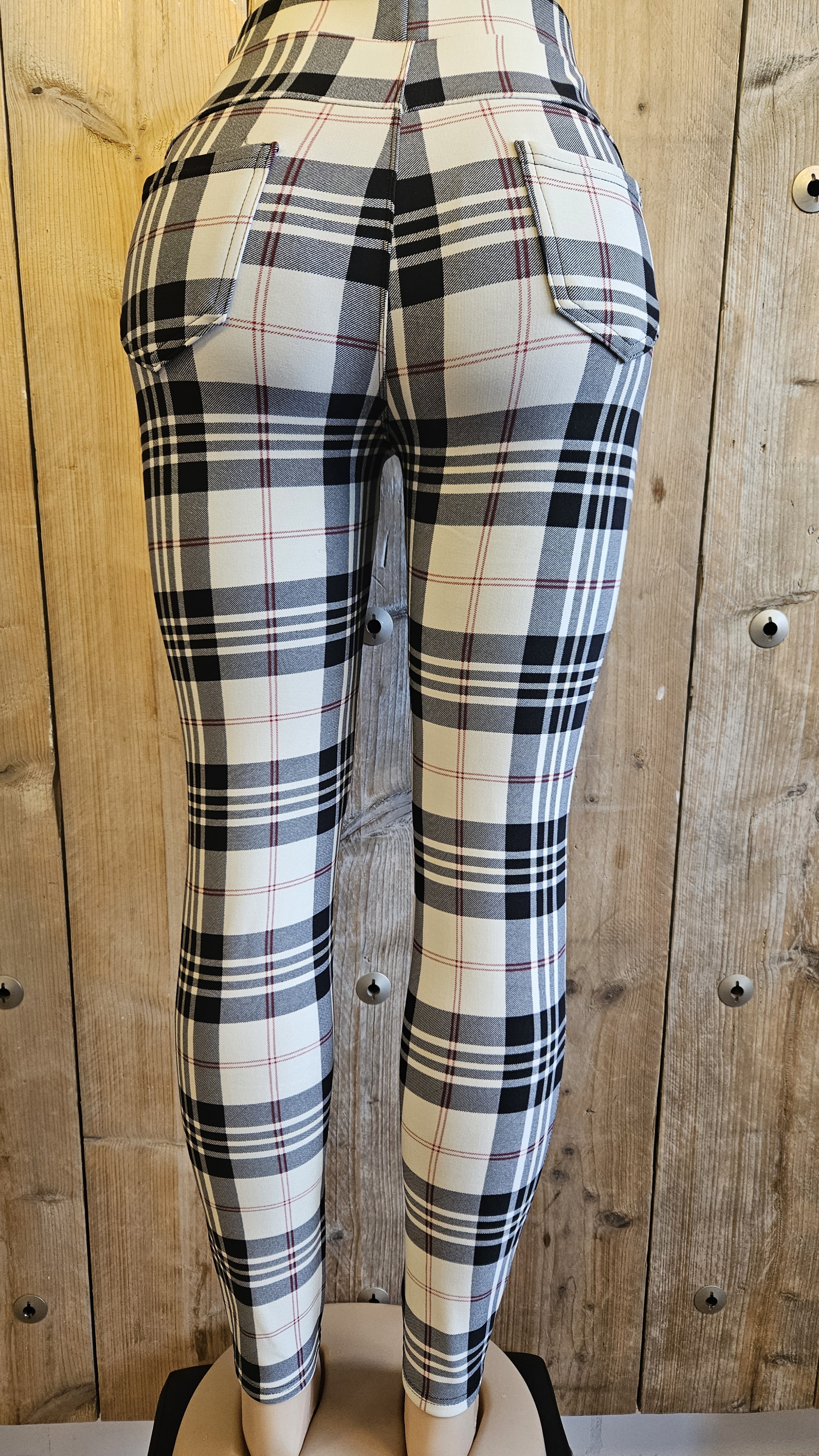 comfortbroek Ruit met rood