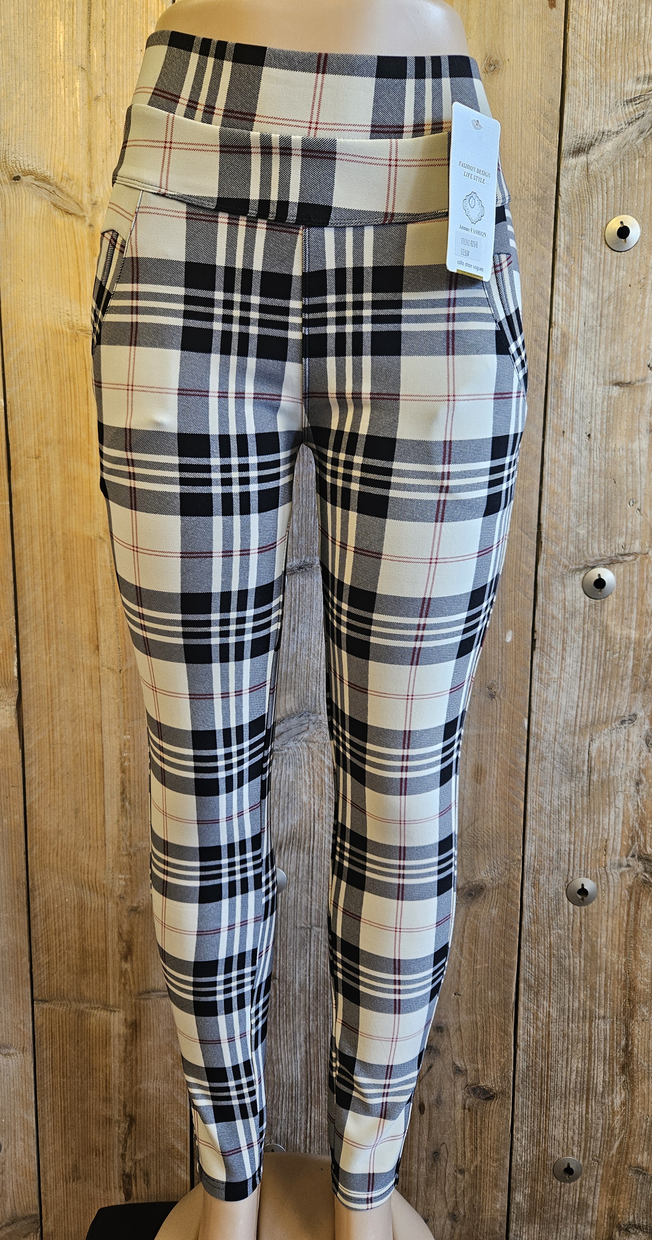 comfortbroek Ruit met rood