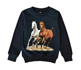 Donkerblauwe sweater met paarden
