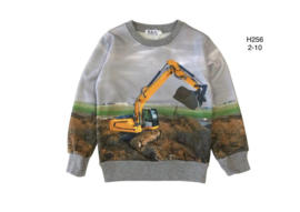 Grijze sweater met graafmachine