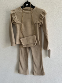 Taupe set broek + shirt