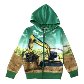 Groen vest met graafmachine