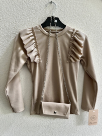 Beige top met tasje