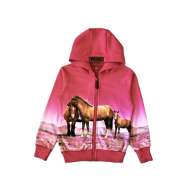 Roze vest met drie paarden