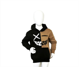 Hoodie zwart/camel