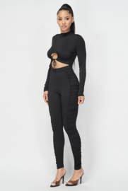 Sexy Cut-out Ruched Ring Jumpsuit