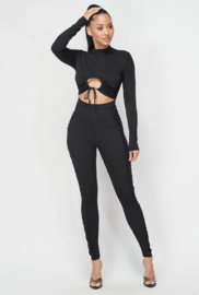 Sexy Cut-out Ruched Ring Jumpsuit