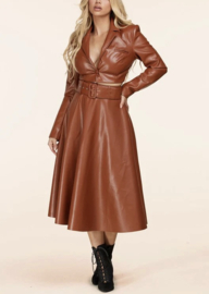 Hard To Get Faux Leather Skirt Set