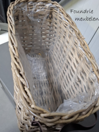 Gave rattan manden met leren handvatten