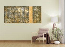 Abstract schilderij  / Goldband /  B 150 x H 70 cm