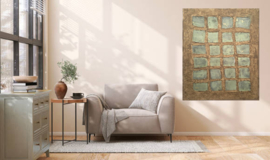Abstract schilderij /GreenLove  / H 120 x B 100 cm.