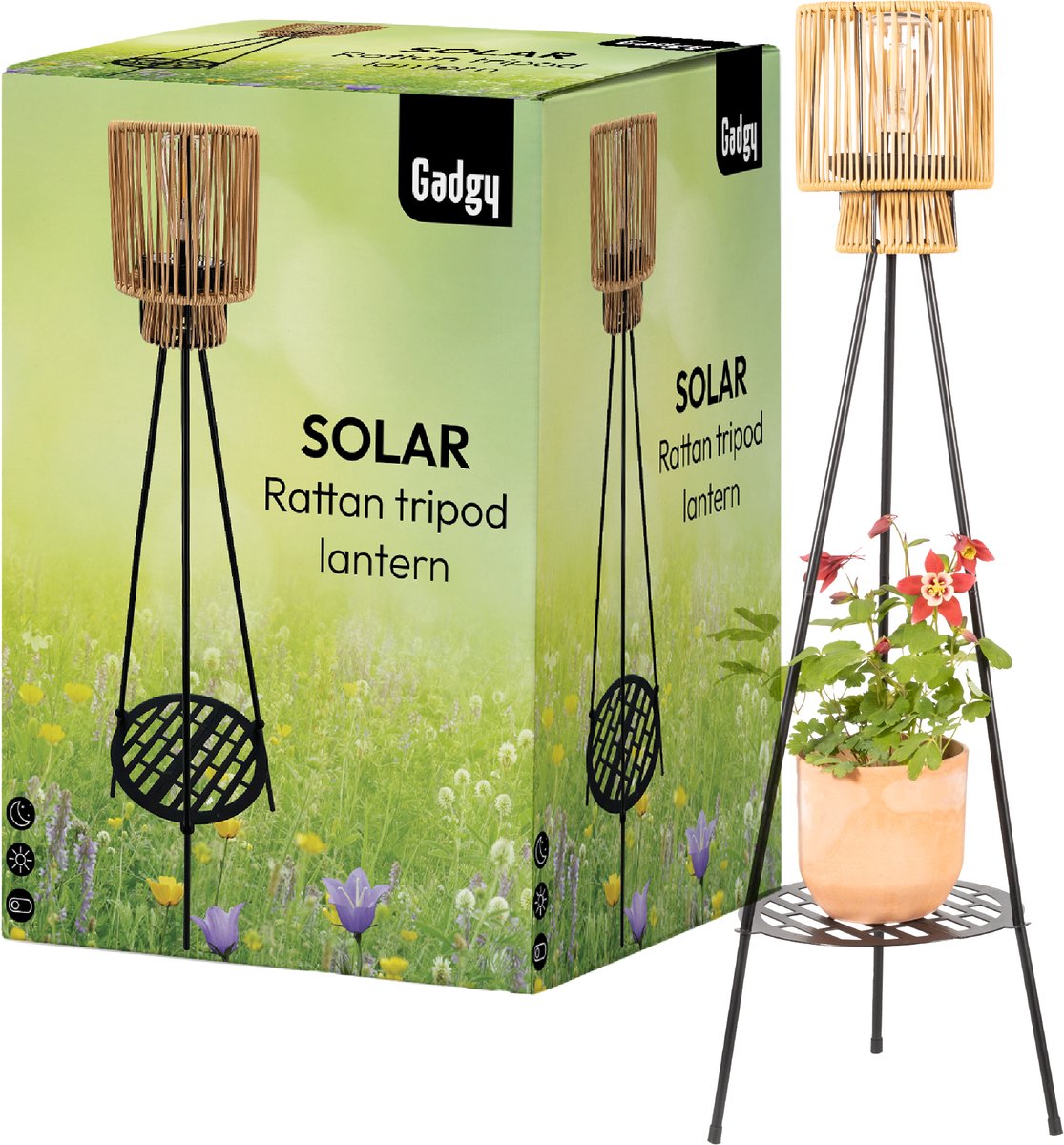 Solar Staande Lamp Driepoot – Bruin – 103 cm