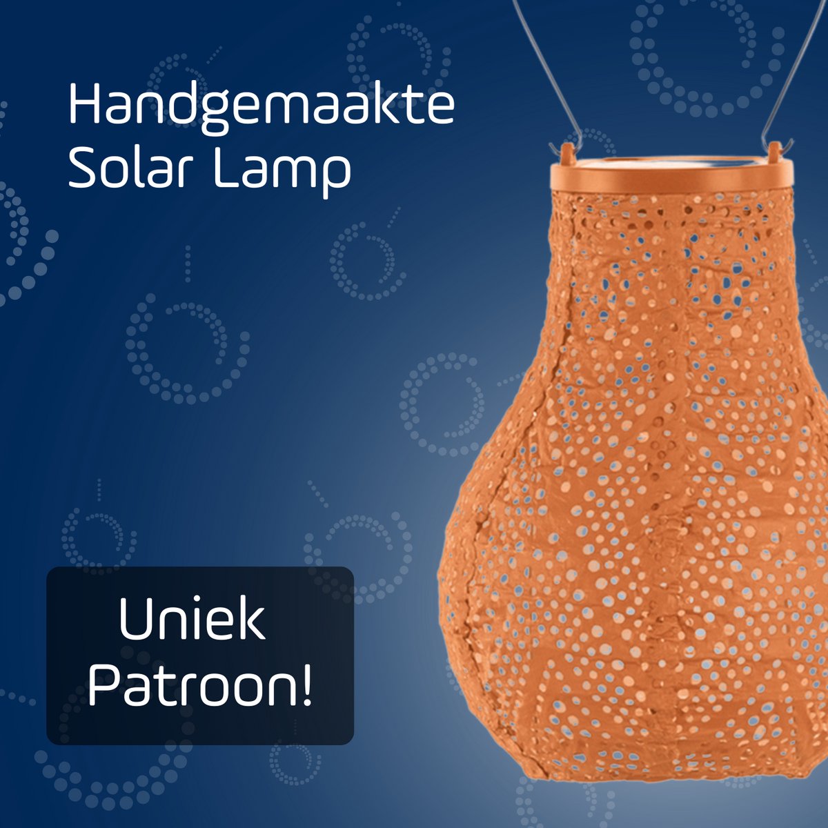 Solar Lampion Bulb - Ikat Orange - 16 cm