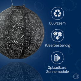 Solar Lampion Round - Paisley Dark Grey - 30 cm