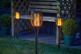 Lampe torche de jardin - Effet flamme - Solaire