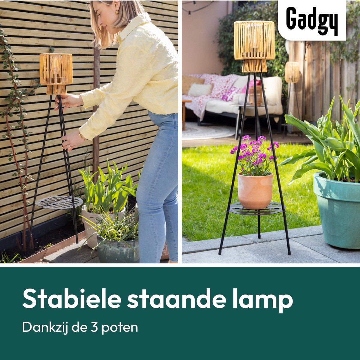 Solar Staande Lamp Driepoot – Bruin – 103 cm