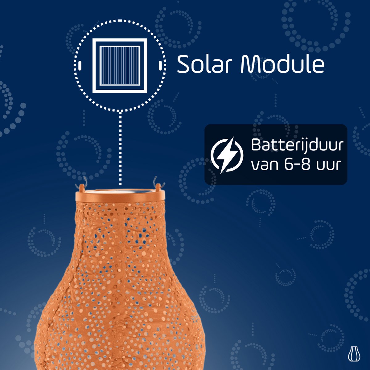 Solar Lampion Bulb - Ikat Orange - 16 cm