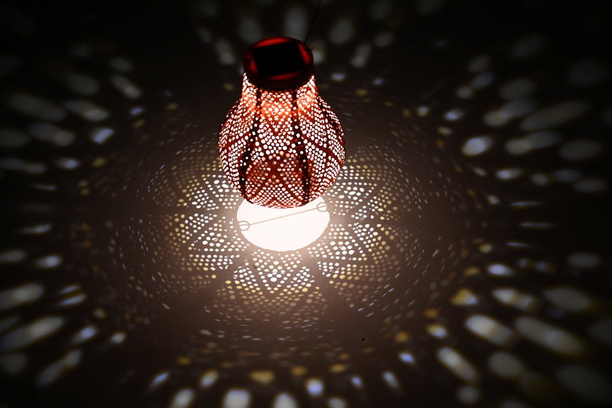 Solar Lampion Bulb - Ikat Orange - 16 cm
