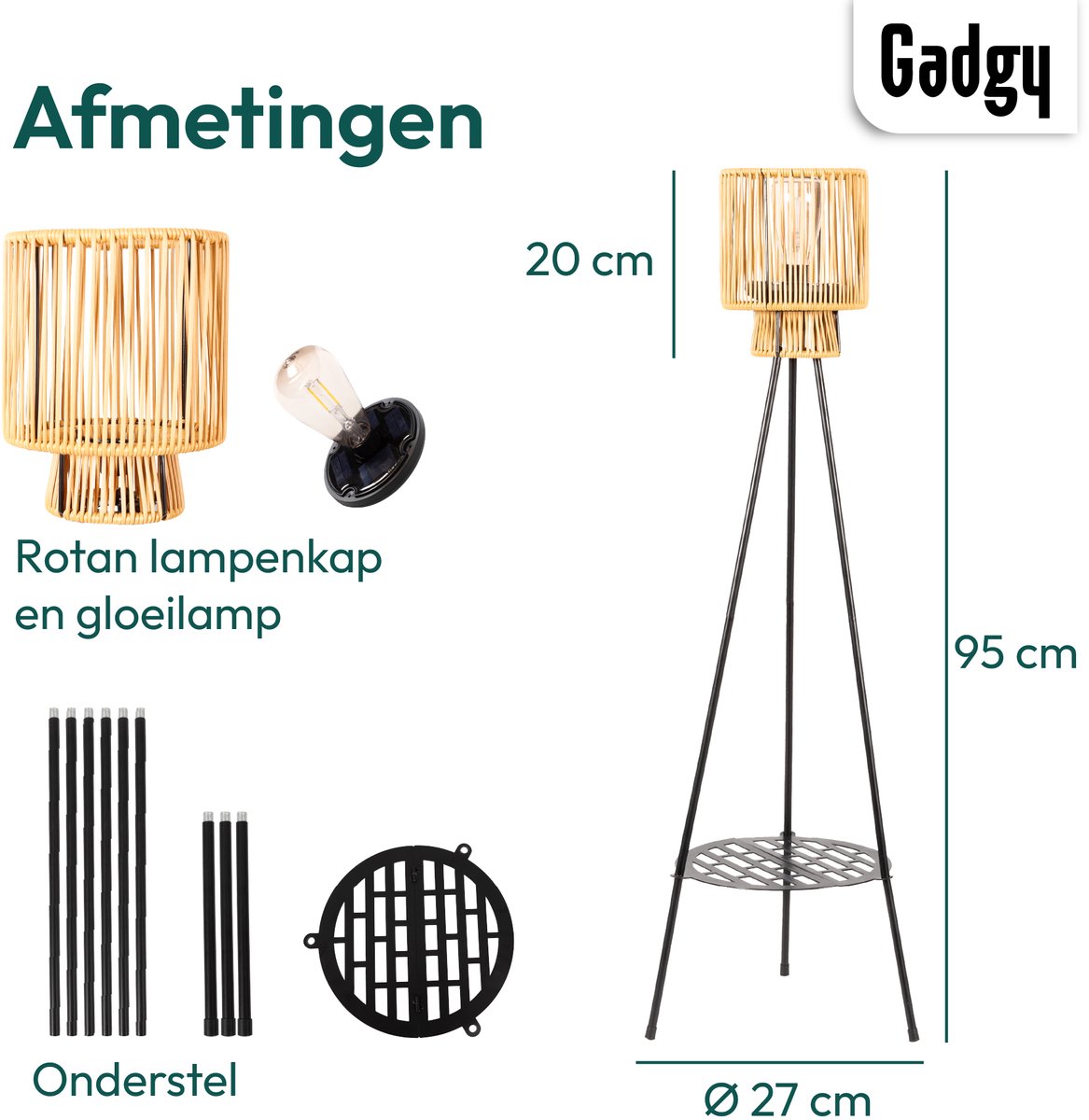 Solar Staande Lamp Driepoot – Bruin – 103 cm