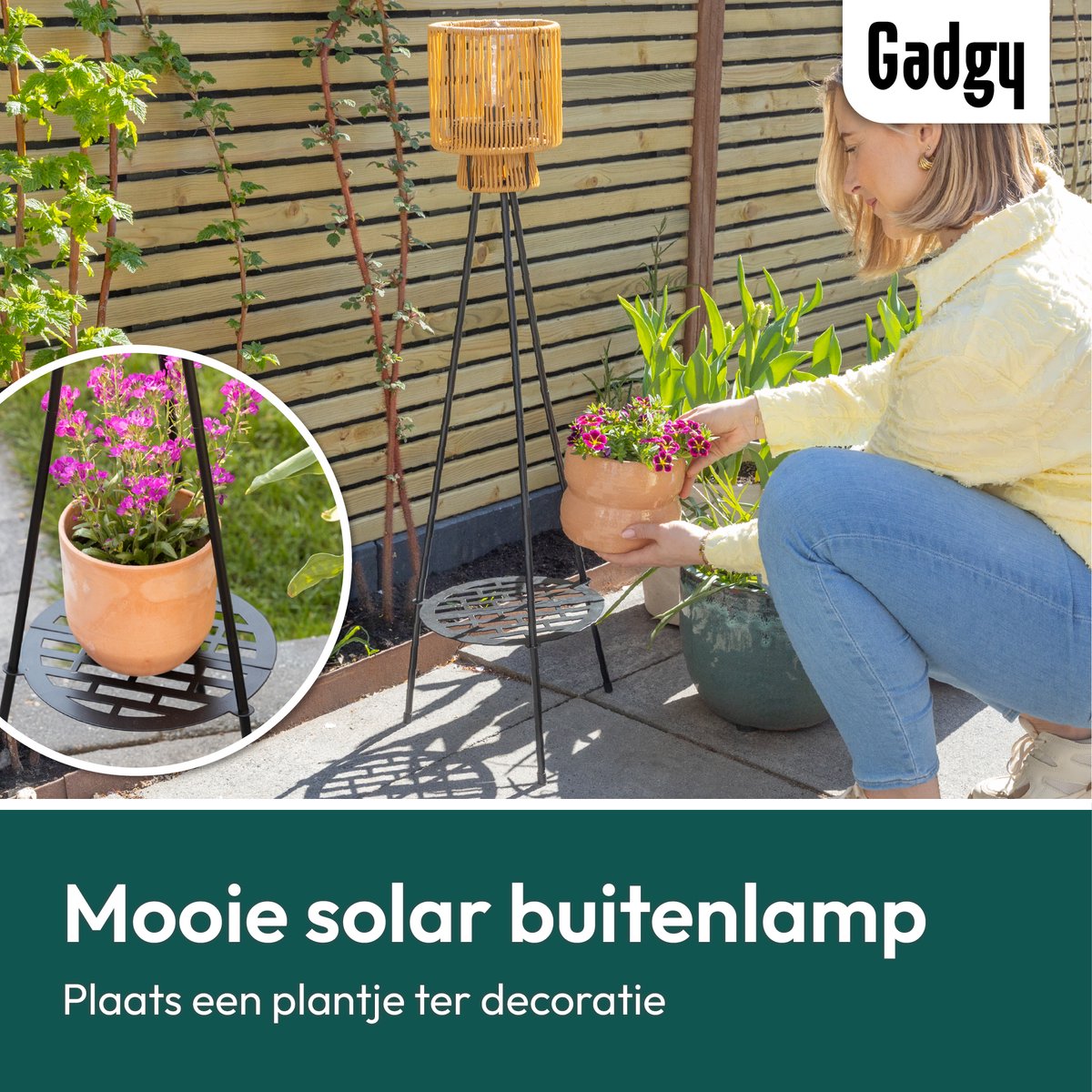 Solar Staande Lamp Driepoot – Bruin – 103 cm