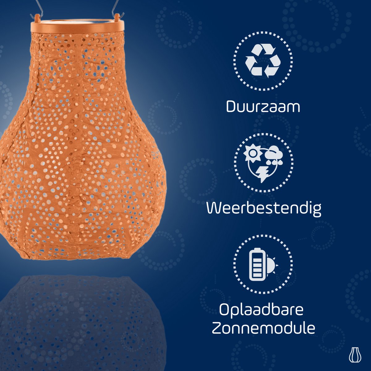 Solar Lampion Bulb - Ikat Orange - 16 cm