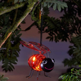 Solar Lieveheersbeestje - Hangend - 4 LED lichtjes