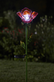Red Rose - Solar Tuinsteker - Bloem op zonne-energie