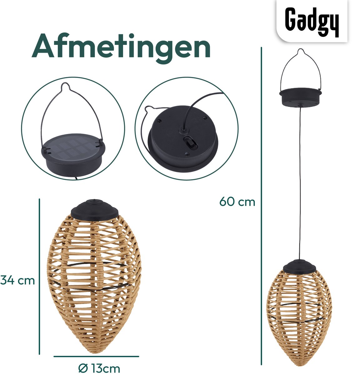 Solar Hanglampen Rattan – Set van 2