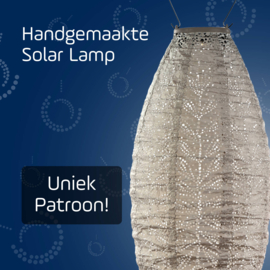 Solar Lampion Long Oval - Folia Light Taupe - 20 cm