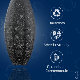 Solar Lampion Long Oval - Mosaic Dark Grey - 20 cm