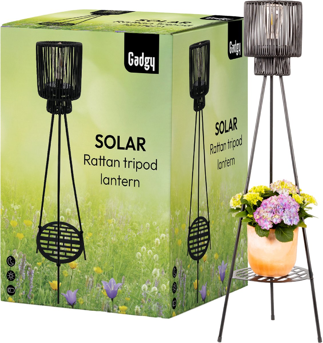 Solar Staande Lamp Driepoot – Zwart – 103 cm