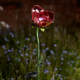 Rote Rose - Solar Gartenstecker - Solar Blume