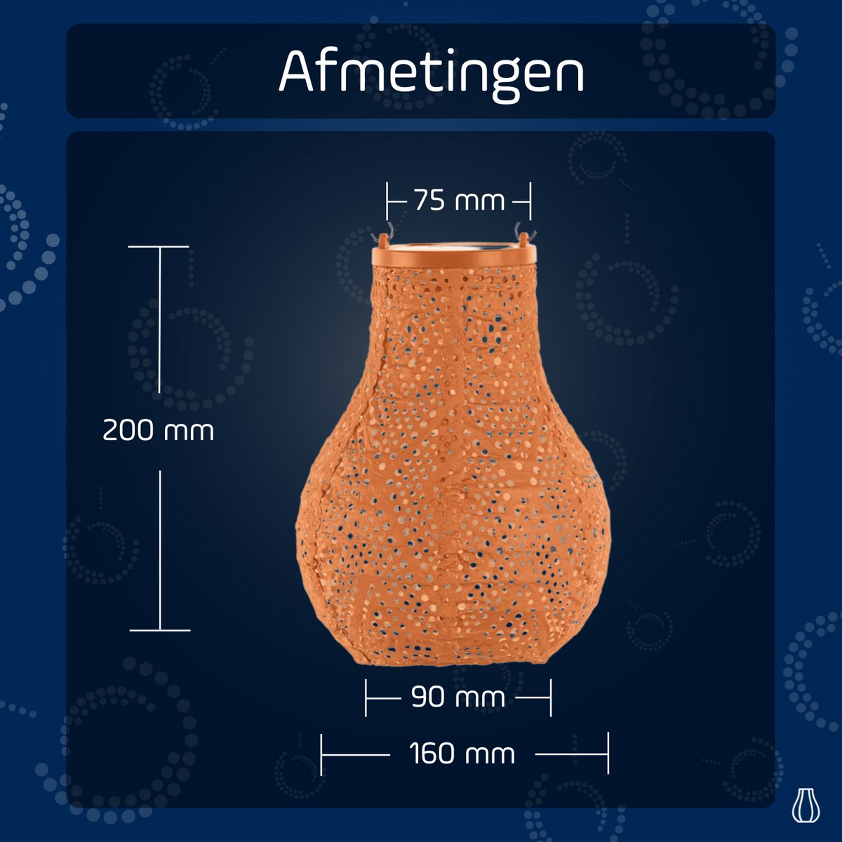 Solar Lampion Bulb - Ikat Orange - 16 cm