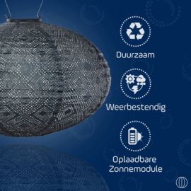 Solar Lampion Oval - Mosaic Grey Blue - 40 cm