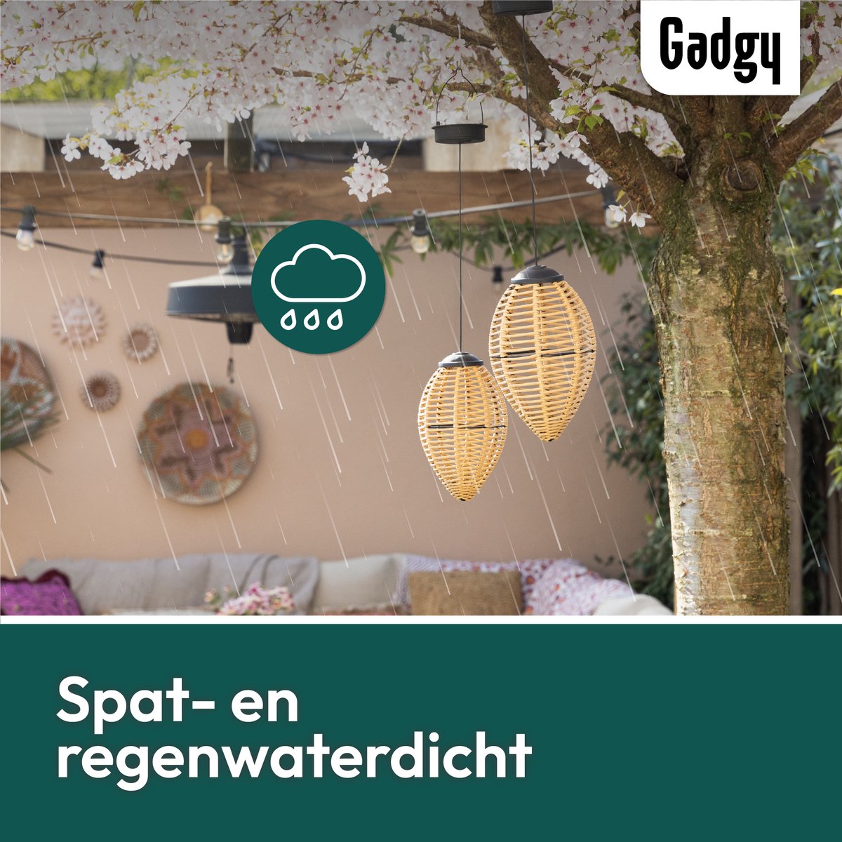 Solar Hanglampen Rattan – Set van 2