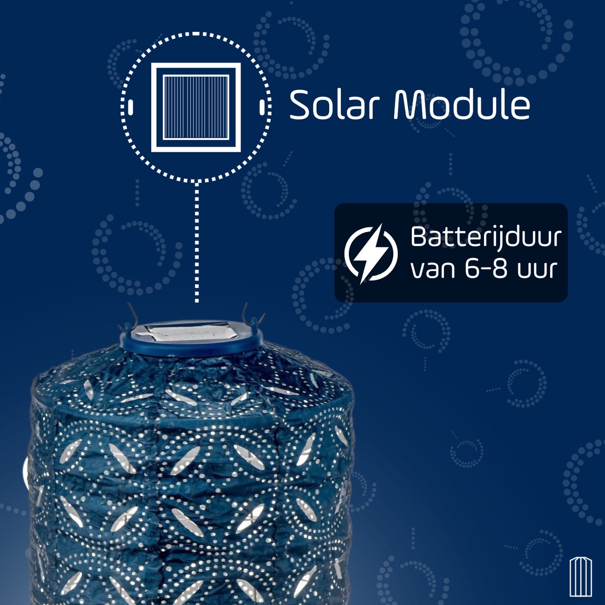 Solar Lampion Cylinder - Mandela Petrol - 18 cm