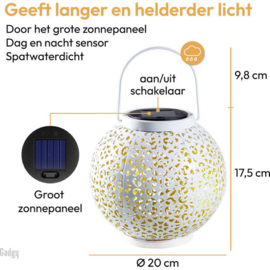 Solar Lantaarn Rond Wit - 20 cm