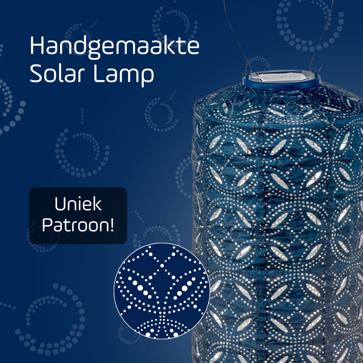 Solar Lampion Cylinder - Mandela Petrol - 18 cm